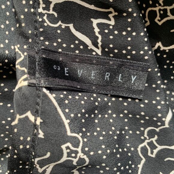 Everly Ruffled Sleeve Pullover Dress Black W/ Birds Short Light Wt Elastic Waist - Picture 11 of 12